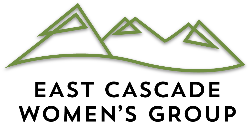 Green line art of the Cascade Mountains with East Cascade Women's Clinic in bold